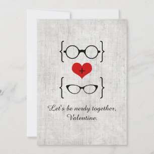 Cartes Pour Fêtes Annuelles Lunettes Red Geeky Valentine's Day Flat Card