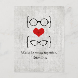 Cartes Pour Fêtes Annuelles Lunettes Red Geeky Valentine's Day Postcard