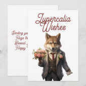 Cartes Pour Fêtes Annuelles Lupercalia Handsome Wolf Valentines Day (Devant / Derrière)