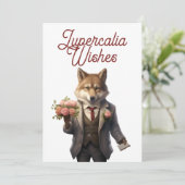 Cartes Pour Fêtes Annuelles Lupercalia Handsome Wolf Valentines Day (Debout devant)