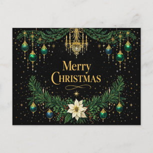 Cartes Pour Fêtes Annuelles Lustre de Noël Art Déco or élégant