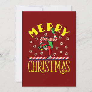 Cartes Pour Fêtes Annuelles Lutin de gymnastique sur poutre Gymnastique Noël