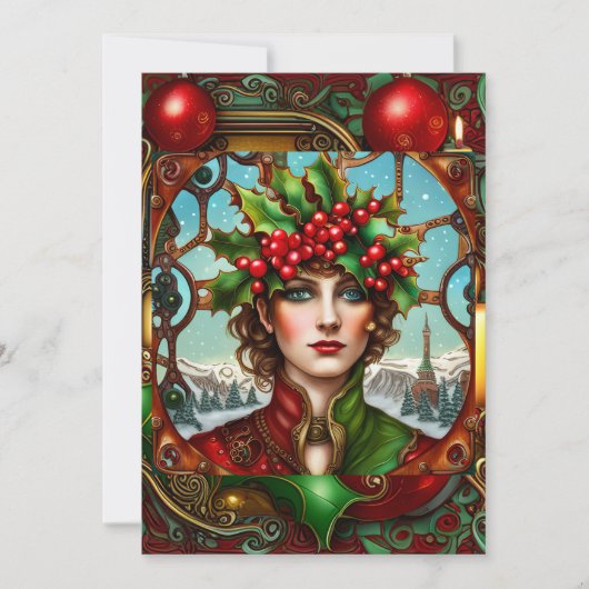 Cartes Pour Fêtes Annuelles Lutinde Noël Steampunk (Devant)
