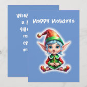 Cartes Pour Fêtes Annuelles Lutine de Noël adorable (Devant / Derrière)