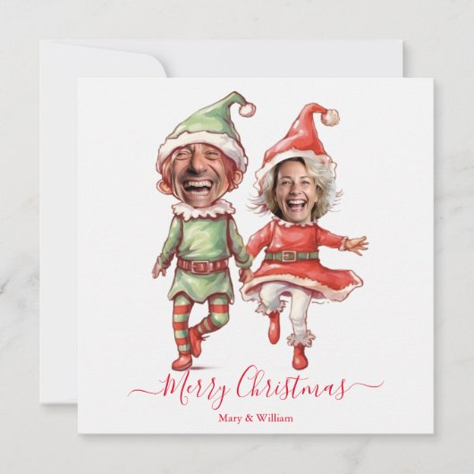 Cartes Pour Fêtes Annuelles lutins de Noël couple (Devant)