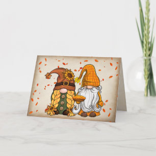 Cartes Pour Fêtes Annuelles Lutins de Thanksgiving avec tarte