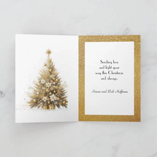 Cartes Pour Fêtes Annuelles Luxe Gold Sparkle Noël Arbre Salutation (Intérieur)