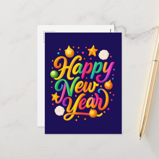 Cartes Pour Fêtes Annuelles Luxury New Year (Devant/Arrière en situation)