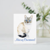 Cartes Pour Fêtes Annuelles Lynx Point Siamese Chat Personnalisé Noël (Debout devant)