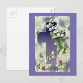 Cartes Pour Fêtes Annuelles Lys de la Vallée Croix de Pâques (Devant / Derrière)