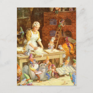 Cartes Pour Fêtes Annuelles M. Claus et Père Noël Elves Bake Cookies