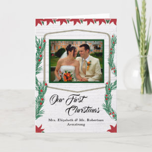 Cartes Pour Fêtes Annuelles M. et Mme mariés premier par Noël Photo