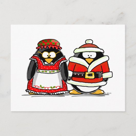 Cartes Pour Fêtes Annuelles M. et Mme Santa Claus Penguin (Devant)