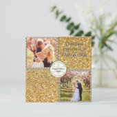 Cartes Pour Fêtes Annuelles M. & Mme Gold Shimmering Parties scintillant Photo (Debout devant)