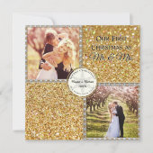 Cartes Pour Fêtes Annuelles M. & Mme Gold Shimmering Parties scintillant Photo (Devant)