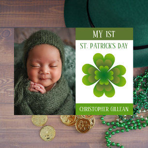 Cartes Pour Fêtes Annuelles Ma 1ère St Patrick Baby Photo Shamrocks 