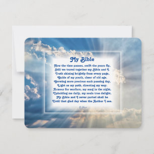 Cartes Pour Fêtes Annuelles "Ma Bible" poème chrétien avec Sunlit Sky Holiday