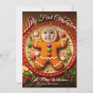 Cartes Pour Fêtes Annuelles Ma première Noël Photo de bonhomme en pain d'épice