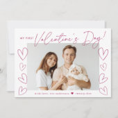 Cartes Pour Fêtes Annuelles Ma première Saint Valentin Fuchsia Script Photo (Devant)