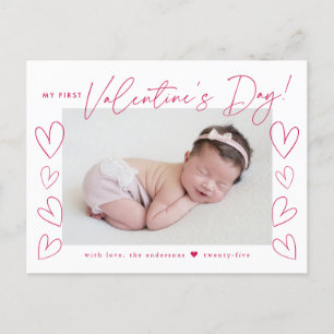 Cartes Pour Fêtes Annuelles Ma première Saint Valentin Magenta Script photo