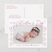 Cartes Pour Fêtes Annuelles Ma première Saint Valentin Magenta Script photo (Devant / Derrière)