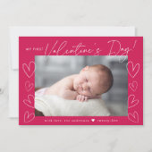 Cartes Pour Fêtes Annuelles Ma première Saint Valentin Script Magenta Photo (Devant)