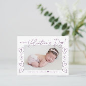 Cartes Pour Fêtes Annuelles Ma première Saint Valentin violet script photo (Debout devant)