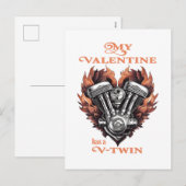 Cartes Pour Fêtes Annuelles Ma Saint-Valentin a un V-Twin, style biker (Devant / Derrière)