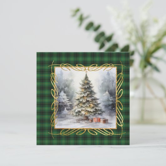 Cartes Pour Fêtes Annuelles MacArthur Ancient Scottish Tartan Christmas (Debout devant)