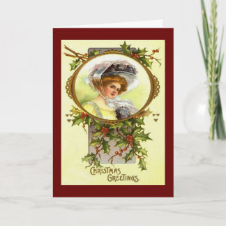 Cartes Pour Fêtes Annuelles Madame victorienne vintage de Noël dans la coutume