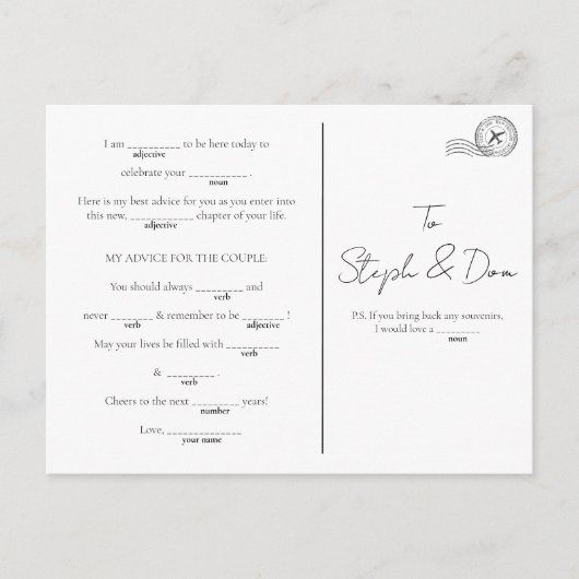 Cartes Pour Fêtes Annuelles MadLib - Fiançailles, Goodbye Party, (Devant)