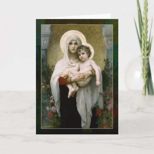 Cartes Pour Fêtes Annuelles Madona avec Rose (Devant)