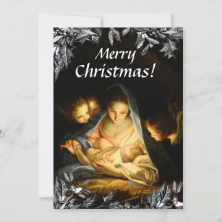 Cartes Pour Fêtes Annuelles Madonna Child ClassicArt Victorian Holly Christmas
