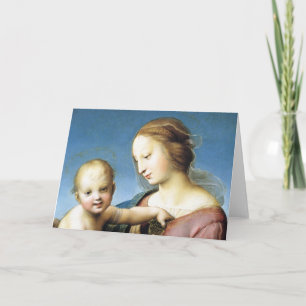 Cartes Pour Fêtes Annuelles Madonna et Christ Child assis à l'extérieur