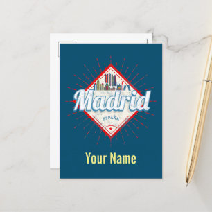 Cartes Pour Fêtes Annuelles Madrid Capitale Espagne Rétro Skyline Vintage
