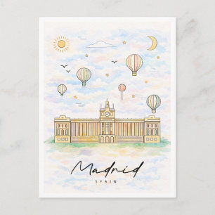 Cartes Pour Fêtes Annuelles Madrid Skyline Aquarelle Voyage en Espagne