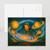 Cartes Pour Fêtes Annuelles Mage contrôlant l'espace dans une peinture à l'hui (Devant / Derrière)