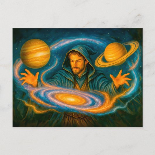 Cartes Pour Fêtes Annuelles Mage contrôlant l'espace dans une peinture à l'hui (Devant)