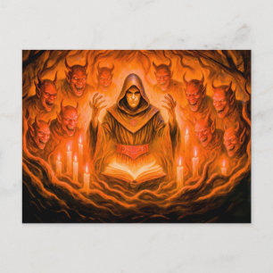 Cartes Pour Fêtes Annuelles Mage invocateur de démons en peinture à l'huile