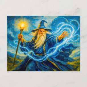 Cartes Pour Fêtes Annuelles Mage maniant la lumière en art fantastique à l'hui