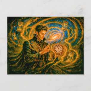 Cartes Pour Fêtes Annuelles Mage qui déforme le temps dans un tableau à l'huil