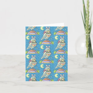 CARTES POUR FÊTES ANNUELLES MAGIC OWL & EASTER BASKET GREECART VERSE
