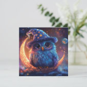 Cartes Pour Fêtes Annuelles Magic Owl Wizard on the Moon : Magical Imaginaire (Debout devant)