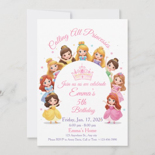Cartes Pour Fêtes Annuelles Magical Disney Princess Birthday Card for Girls (Devant)