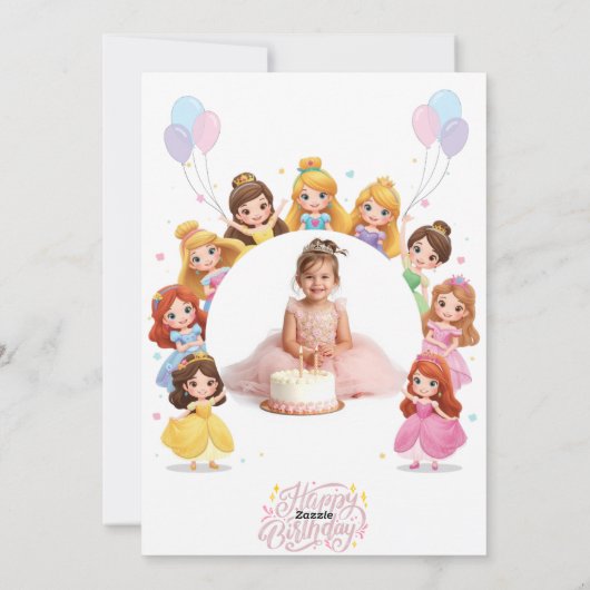 Cartes Pour Fêtes Annuelles Magical Disney Princess Birthday Card for Girls (Dos)