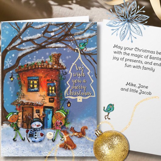 Cartes Pour Fêtes Annuelles Magical Whimsical House and Friends Christmas