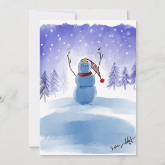 Cartes Pour Fêtes Annuelles Magical Wonderland Winter Snowman Scene (Devant)