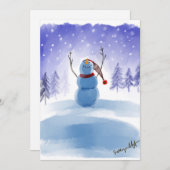 Cartes Pour Fêtes Annuelles Magical Wonderland Winter Snowman Scene (Devant / Derrière)