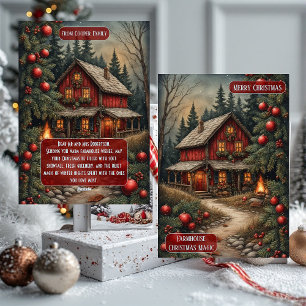 Cartes Pour Fêtes Annuelles Magie de la ferme rustique de Noël Cottage Burlap