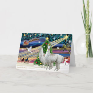 Cartes Pour Fêtes Annuelles Magie de Noël - 2 lamas